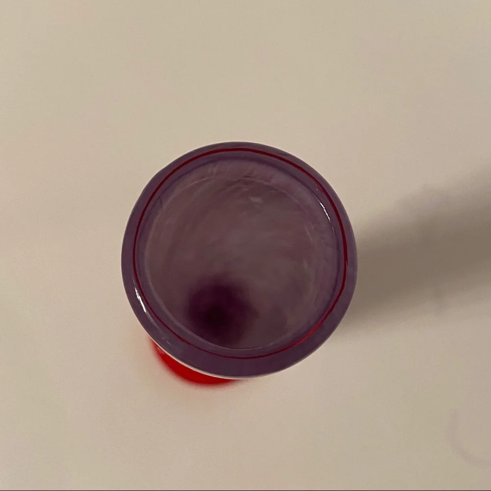 VASE BUD PURPLE RED ART GLASS HAND BLOWN HOME DECOR ACCENT